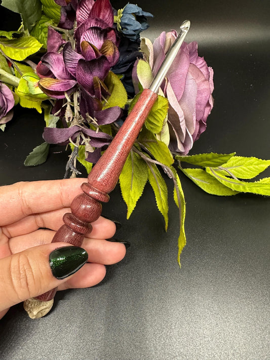 Crochet Hook - One-of-a-Kind Handcrafted Ebony Wood - Ergonomic Design, 6 Inch Length Obscurious Creations