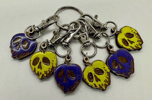Spooky Apple Stitch Marker Set for Knitting and Crochet, Place Keepers, Charm Bracelet, Keychain Obscurious Creations