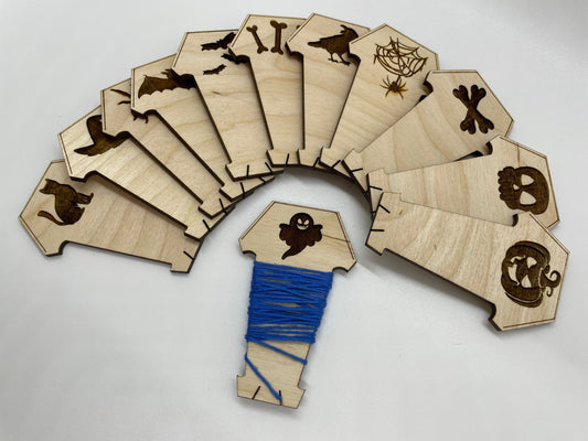 Wooden Spooky Coffin Floss Bobbin - Thread Organizer - Embroidery | Cross Stitch | Needlepoint | Crewel Obscurious Creations