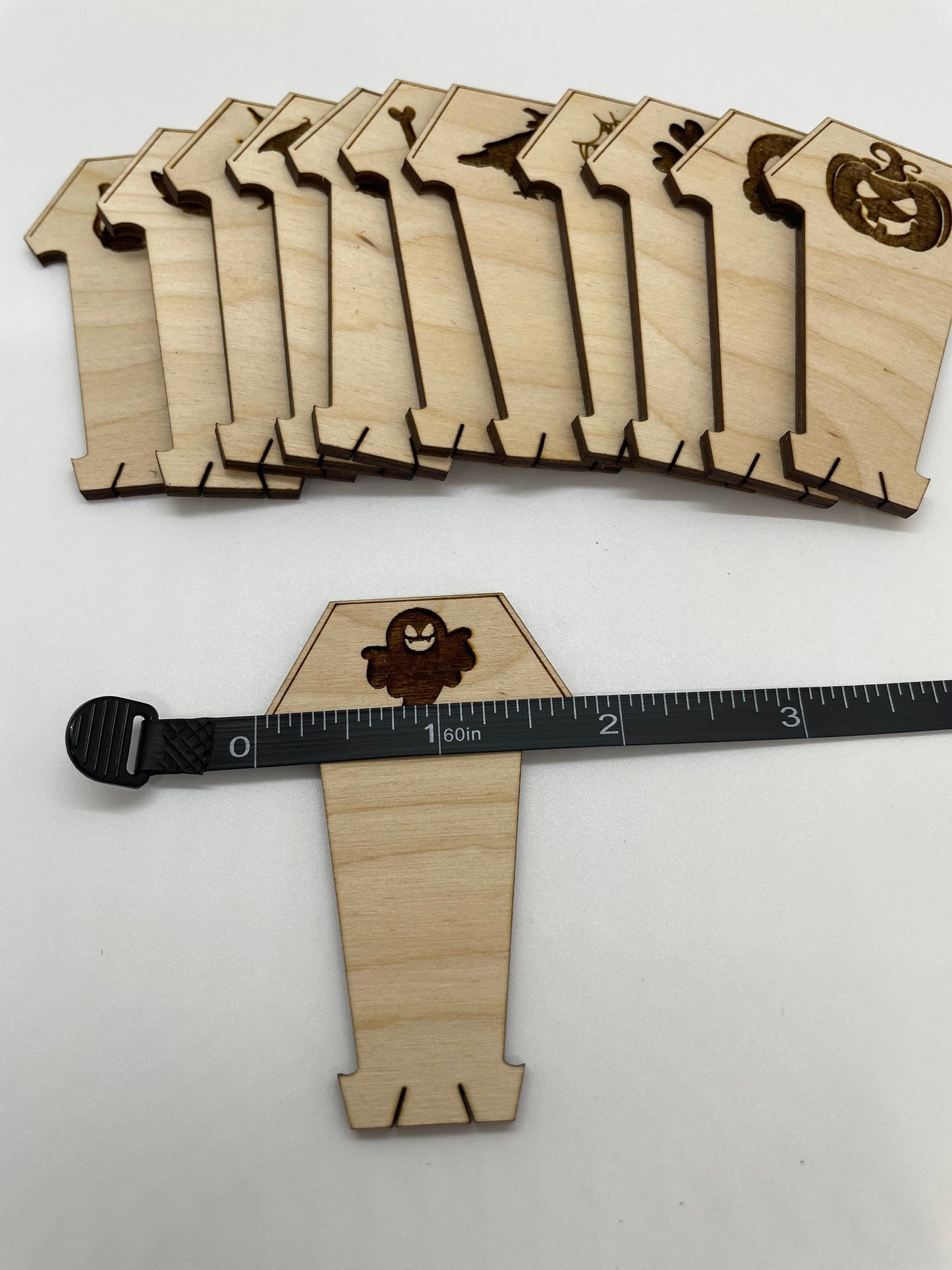Gothic Coffin Wooden Bobbins Set of 12 Spooky Embroidery Floss Organizer Cross Stitch Gift