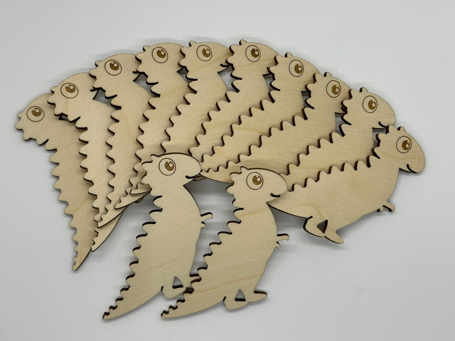 Dinosaur Wooden Bobbins Set of 12 Embroidery Floss Organizer Cross Stitch Fun Crafting Gift